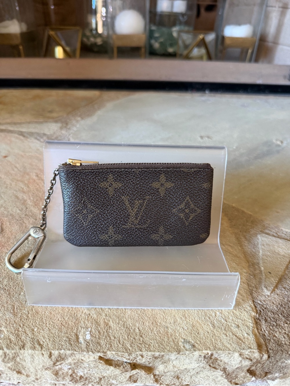 Louis Vuitton Brown Monogram Key & Card Holder with Chain